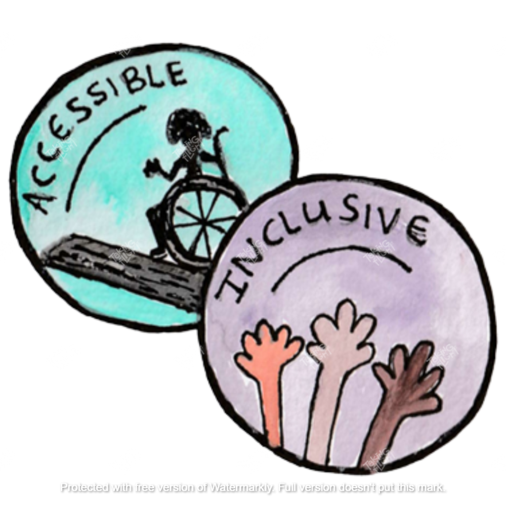 An illustration of two badge: accessible and inlusive