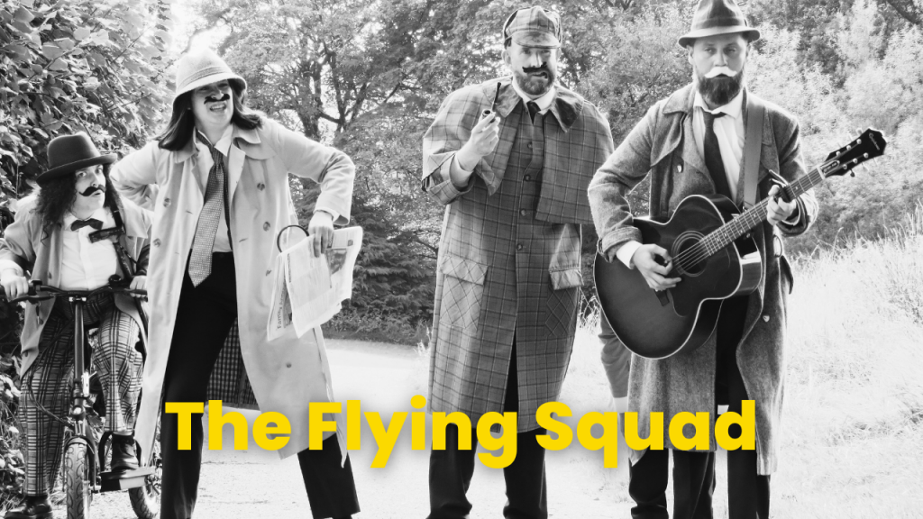 Marketing mage for the Flying Squad.Four daft detectives at play in a country park